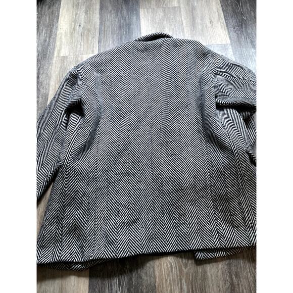 Promesa Herringbone Tweed Pea Coat Small 90s Retro Academia Preppy Scandi Winter - Picture 8 of 8